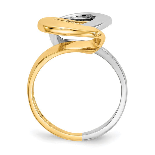 14K Two-tone Fashion Swirl O Ring Size 7