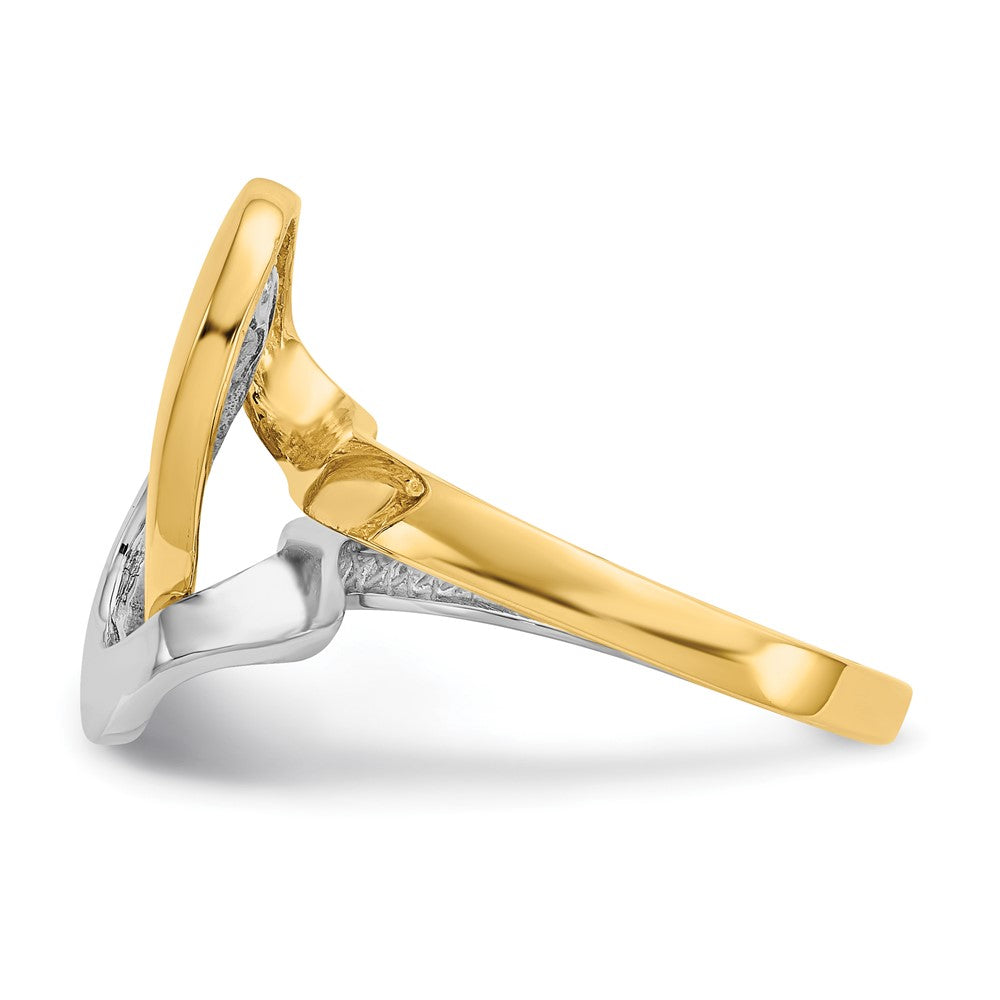 14K Two-tone Fashion Swirl O Ring Size 7