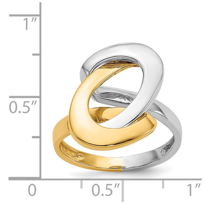 14K Two-tone Fashion Swirl O Ring Size 7