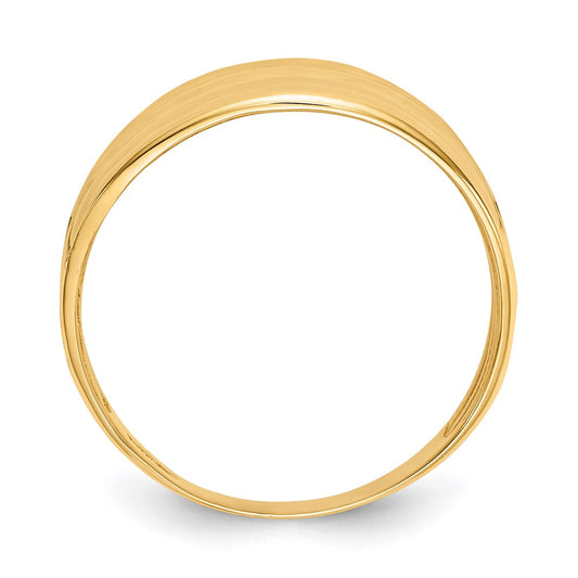 14K Yellow Gold Polished Diamond-cut Four Ridge Fashion Dome Ring Size 7