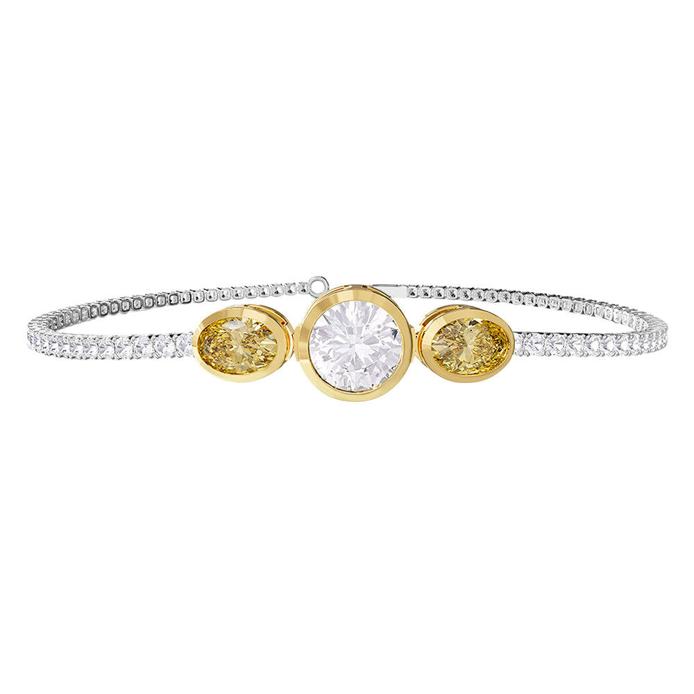 4 Carat Lab Grown Diamond & Citrine Bangle Bracelet 7"