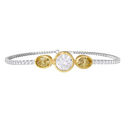 4 Carat Lab Grown Diamond & Citrine Bangle Bracelet 7"
