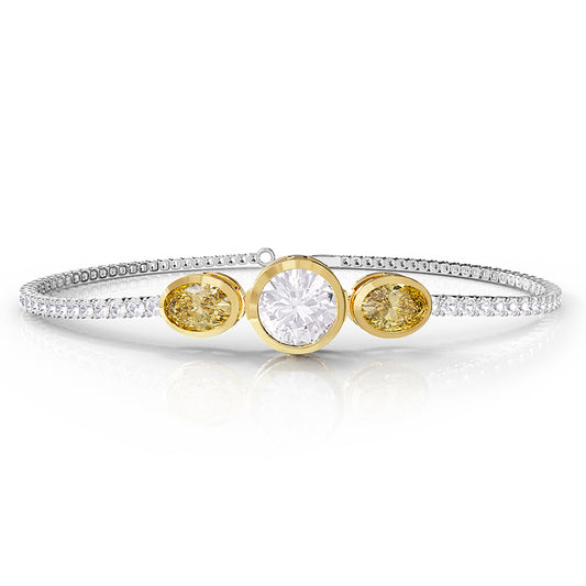 4 Carat Lab Grown Diamond & Citrine Bangle Bracelet 7"