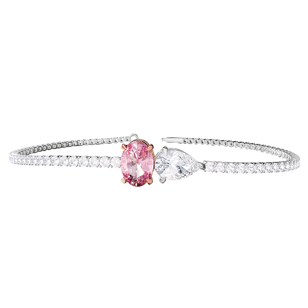 3.80 Carat Lab Grown Diamond & Pink Sapphire bangle Bracelet  7"
