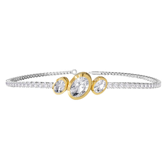 3.90 Carat Lab Grown Diamond Bangle Bracelet  7"