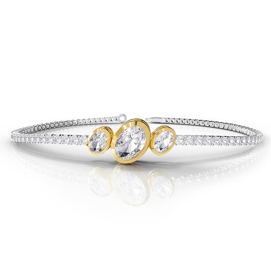 3.90 Carat Lab Grown Diamond Bangle Bracelet  7"
