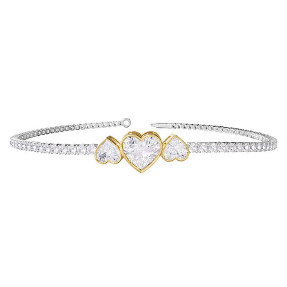 4 Carat Lab Grown Diamond Heart Bangle Bracelet 7"