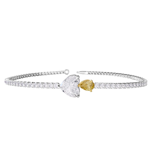 3.50 Carat Lab Grown Diamond & Yellow Citrine Tennis Bracelet 7"