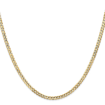 14k Yellow Gold 3mm Open Concave Curb Chain Necklace