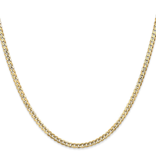 14k Yellow Gold 3mm Open Concave Curb Chain Necklace