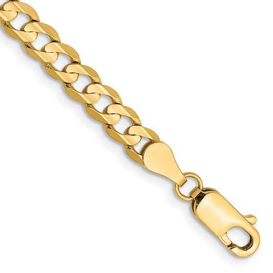 14k Yellow Gold 4.5mm Open Concave Curb Bracelet with Lobster Clasp
