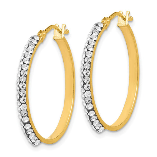 14k Yellow Gold Crystals Polished Hoop Earrings