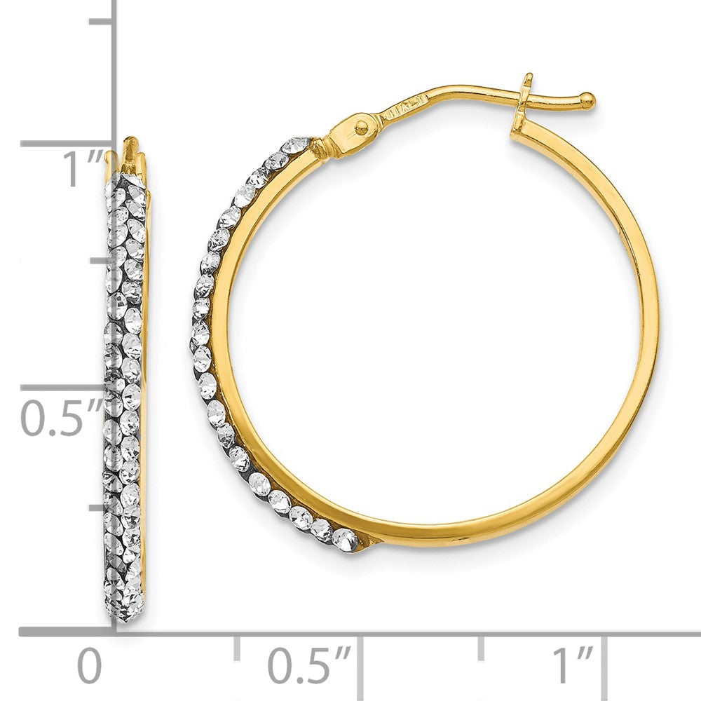 14k Yellow Gold Crystals Polished Hoop Earrings