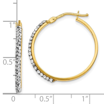 14k Yellow Gold Crystals Polished Hoop Earrings