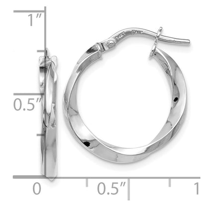 14K White Gold Polished Twisted Hoop Earrings