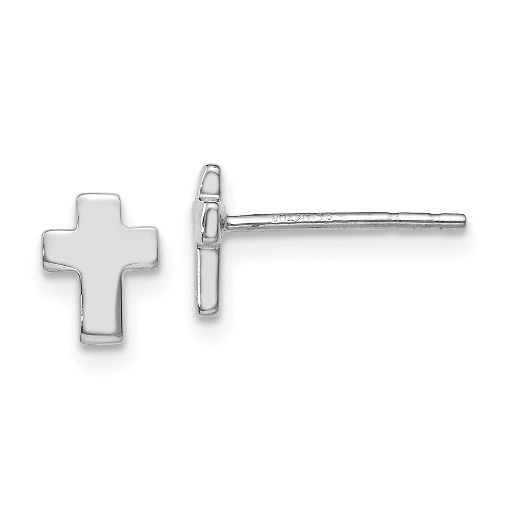 14K White Gold Polished Cross Stud Earrings