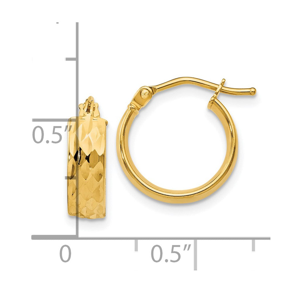 14k Yellow Gold Polished and Diamond-Cut Hoop Earrings