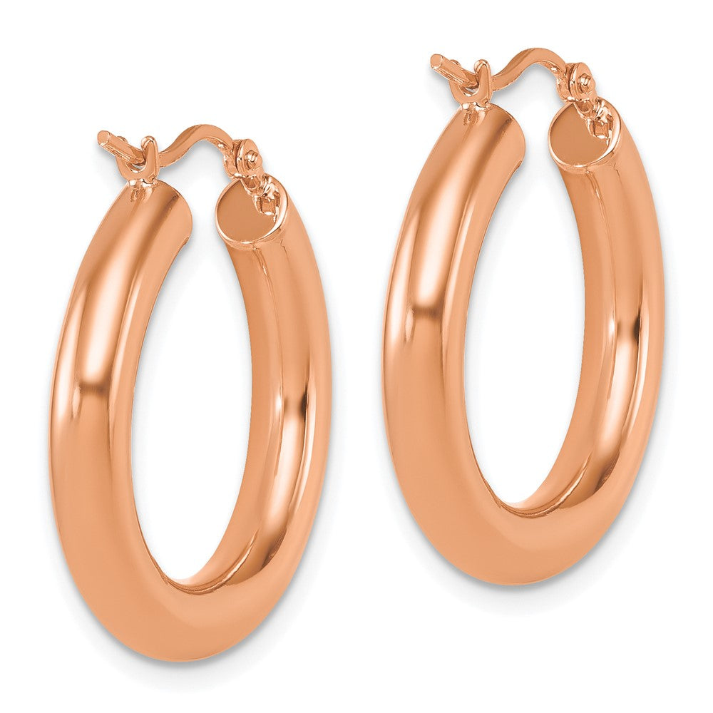 14k Rose Gold Polished 4mm Polished Hoop Earrings