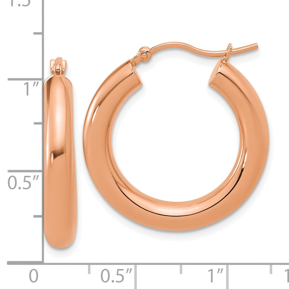 14k Rose Gold Polished 4mm Polished Hoop Earrings