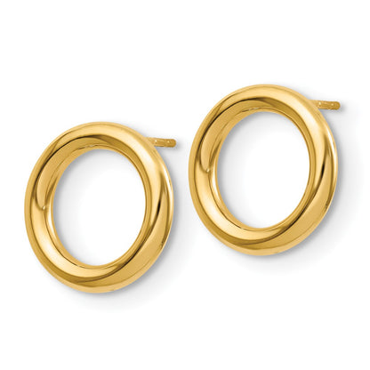 14k Yellow Gold Polished Circle Stud Earrings