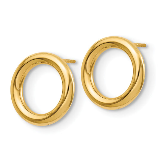 14k Yellow Gold Polished Circle Stud Earrings