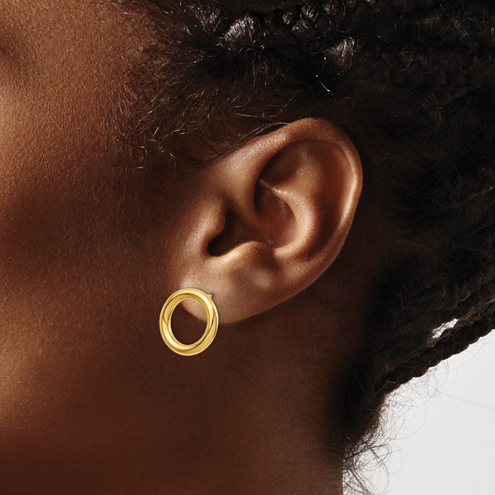 14k Yellow Gold Polished Circle Stud Earrings