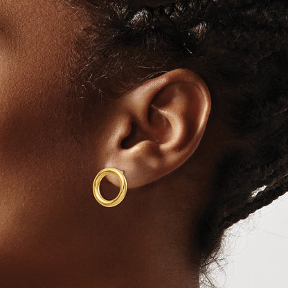 14k Yellow Gold Polished Circle Stud Earrings