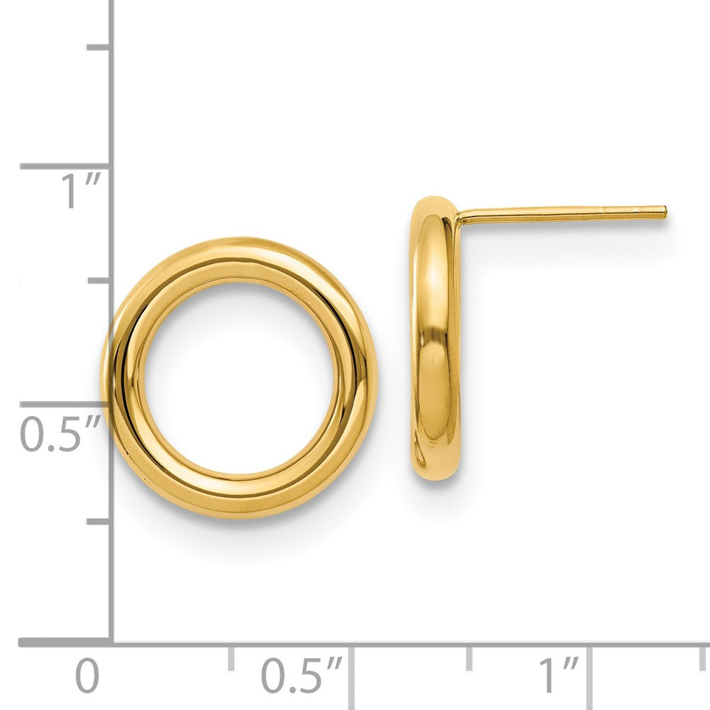14k Yellow Gold Polished Circle Stud Earrings