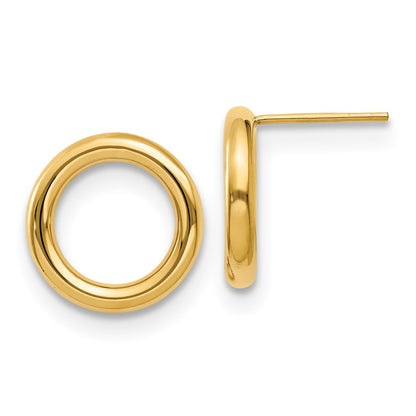 14k Yellow Gold Polished Circle Stud Earrings