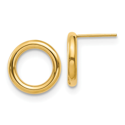 14k Yellow Gold Polished Circle Stud Earrings