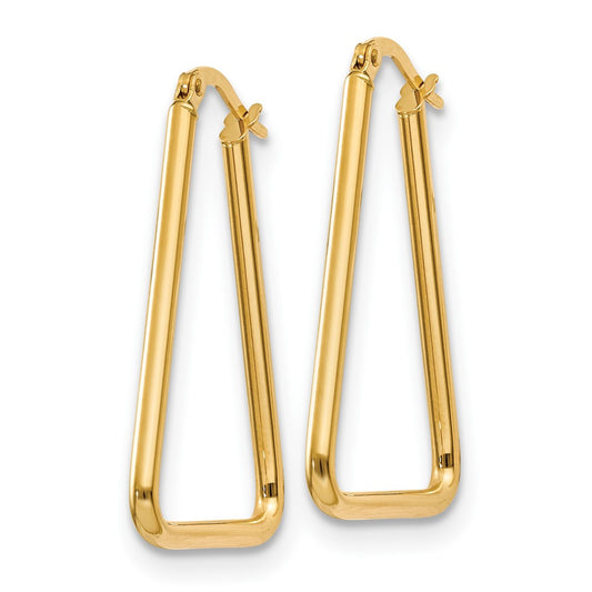 14k Yellow Gold Polished Geometric Shape Hoop Earrings
