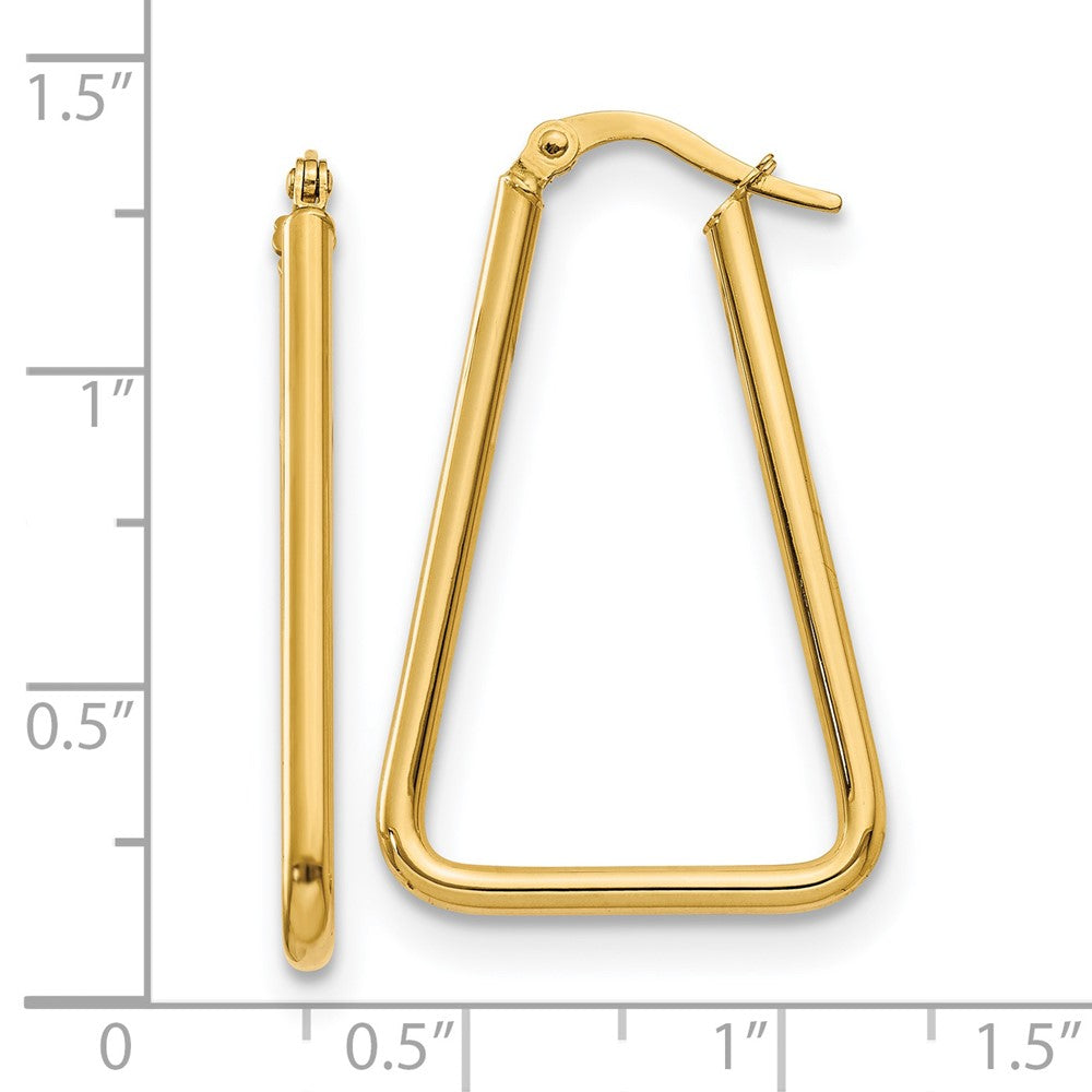 14k Yellow Gold Polished Geometric Shape Hoop Earrings