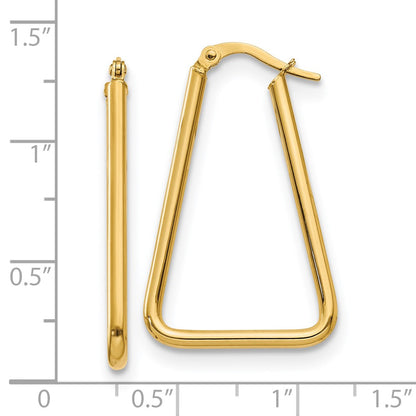 14k Yellow Gold Polished Geometric Shape Hoop Earrings