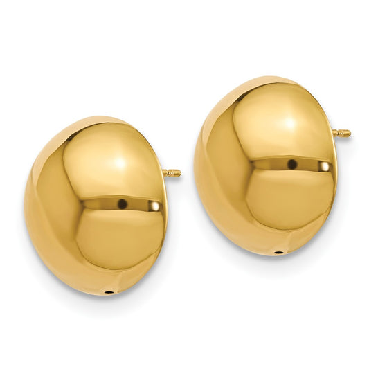 14k Yellow Gold Polished Hollow Domed Stud Earrings