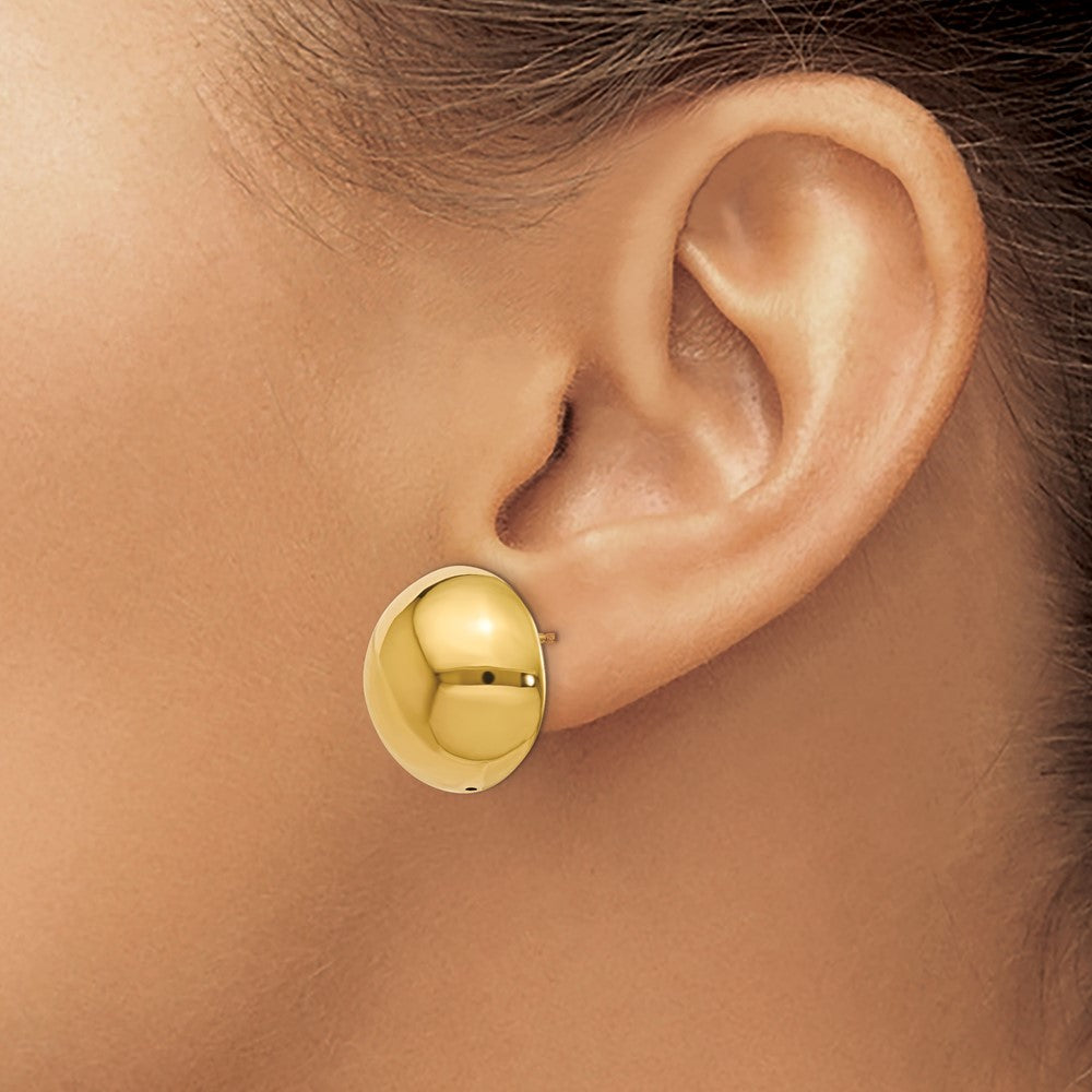 14k Yellow Gold Polished Hollow Domed Stud Earrings