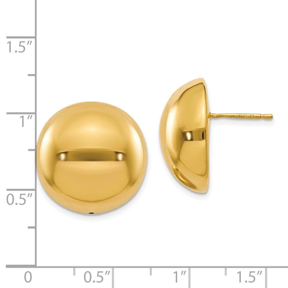 14k Yellow Gold Polished Hollow Domed Stud Earrings
