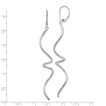 14K White Gold Twisted Leverback Dangle Earrings