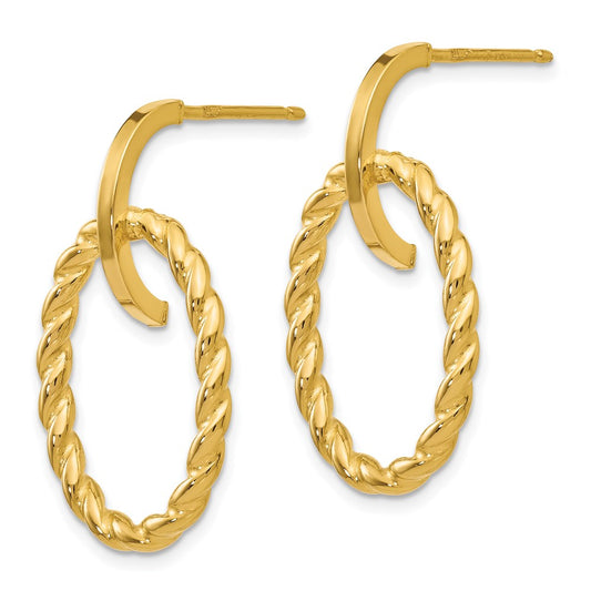 14k Yellow Gold Polished Twisted Post Dangle Earrings