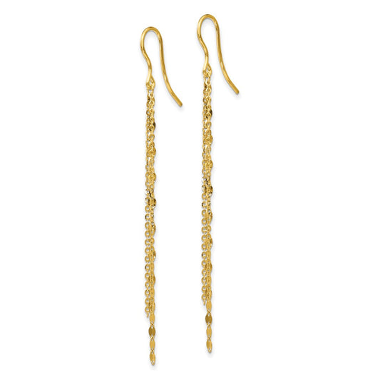 14k Yellow Gold Polished Tassel Dangle Shephard Hook Earrings