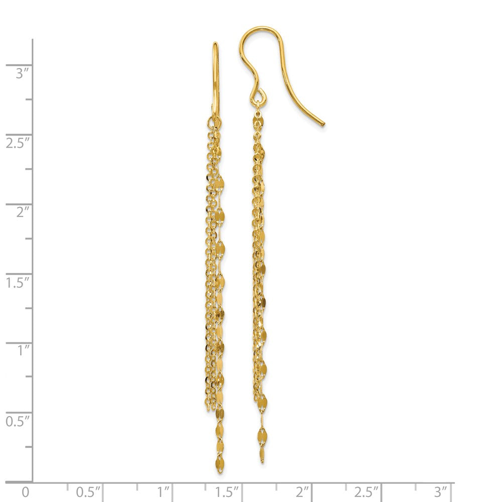 14k Yellow Gold Polished Tassel Dangle Shephard Hook Earrings