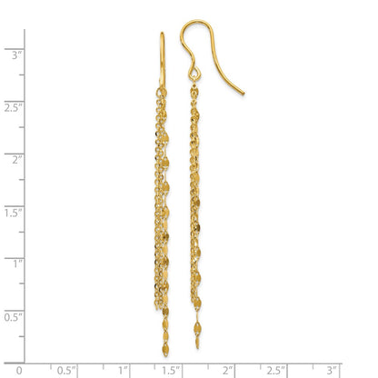 14k Yellow Gold Polished Tassel Dangle Shephard Hook Earrings