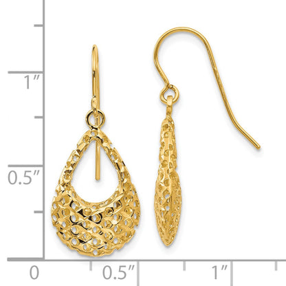 14k Yellow Gold Diamond-Cut Shepherd Hook Earrings