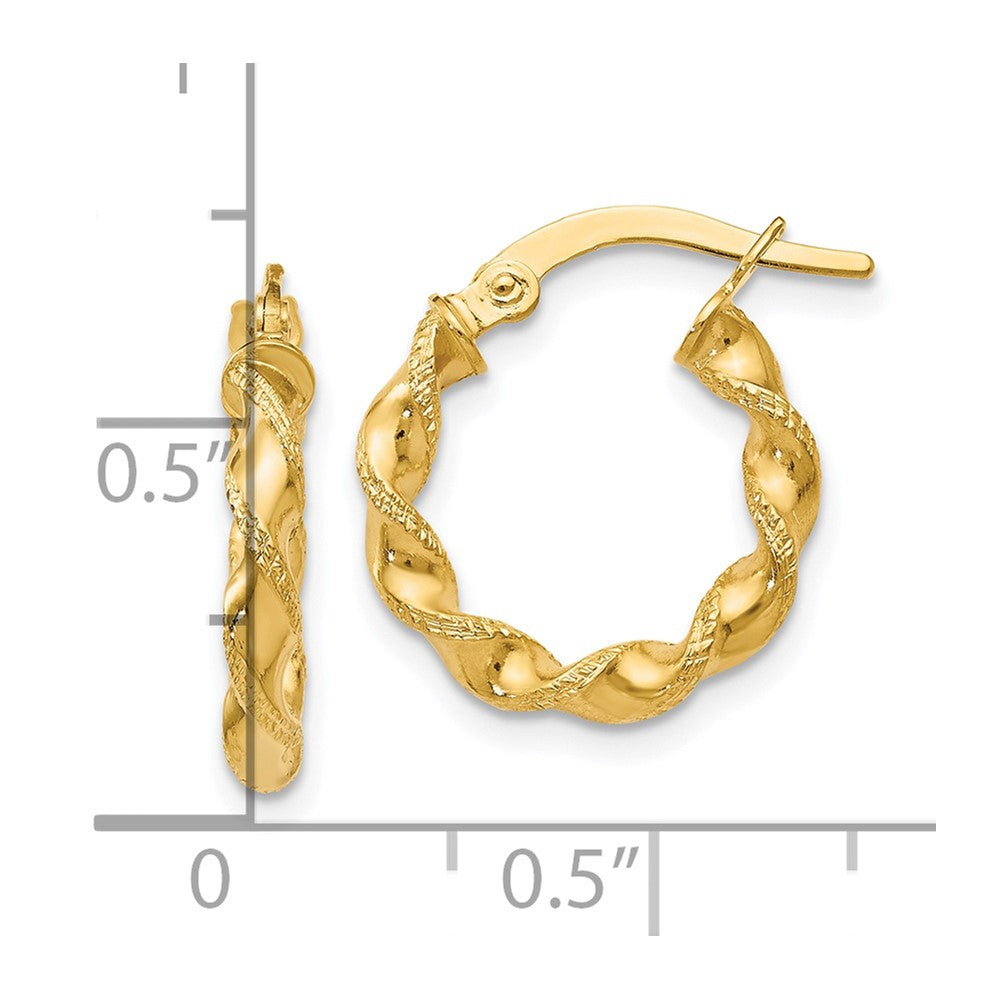 14k Yellow Gold Twisted Hoop Earrings
