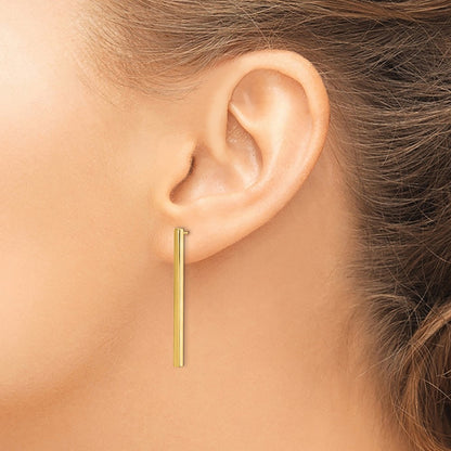 14k Yellow Gold Polished Post Dangle Bar Earrings