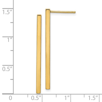 14k Yellow Gold Polished Post Dangle Bar Earrings