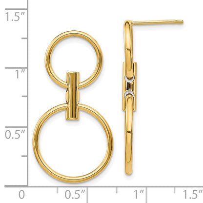 14k Yellow Gold Polished Dangle Circles Earrings