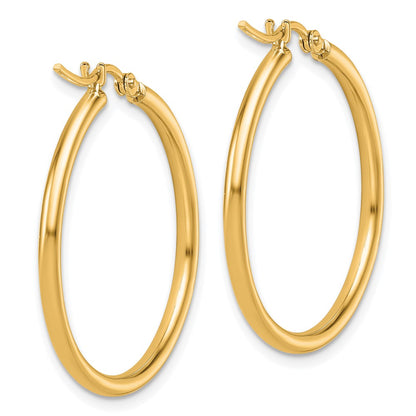 14k Yellow Gold 2x30mm Polished Hoop Earrings