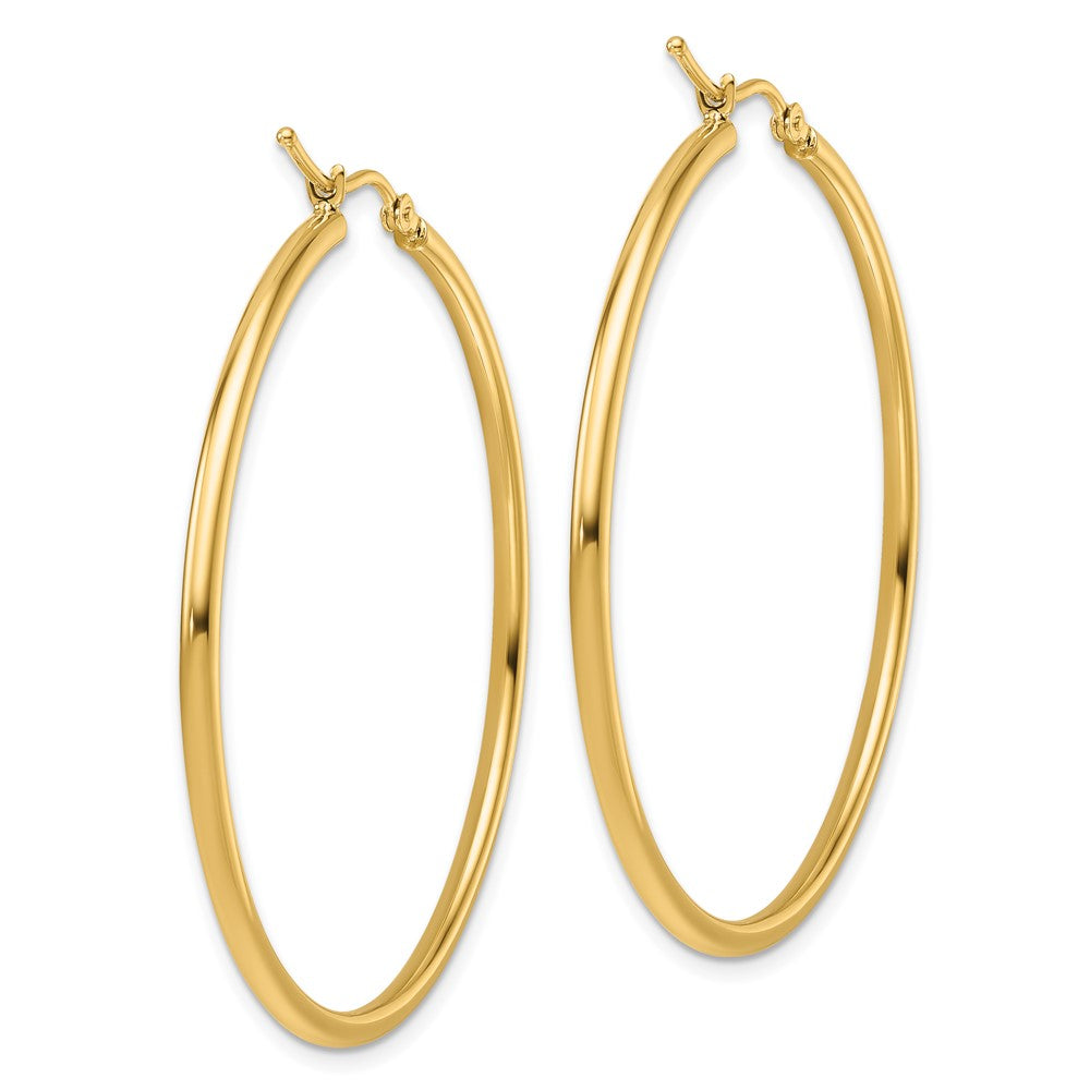 14k Yellow Gold 2mm Polished Hinged Hoop Earrings
