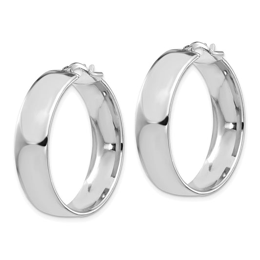 14K White Gold 7.75mm Polished Hoop Earrings