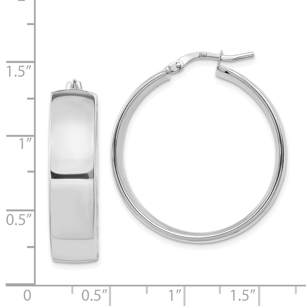14K White Gold 7.75mm Polished Hoop Earrings